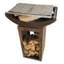 Feuerschale AKIRA mit Grill, Podest 80 - 2 Grillroste