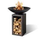 Feuerschale PIO 80 mit Holzlager, schwarz