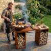 Plancha-Set PIO 100 Deluxe 1 - mit 2 Holzlagern, Ablage und Topgrill