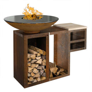 Plancha-Set PIO 80 Premium 1 - mit Holzlager und Ablage