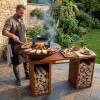 Plancha-Set PIO 80 Deluxe 1 - mit 2 Holzlagern, Ablage und Topgrill